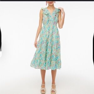 J. Crew Floral Maxi Dress - Green and Pink Size 12